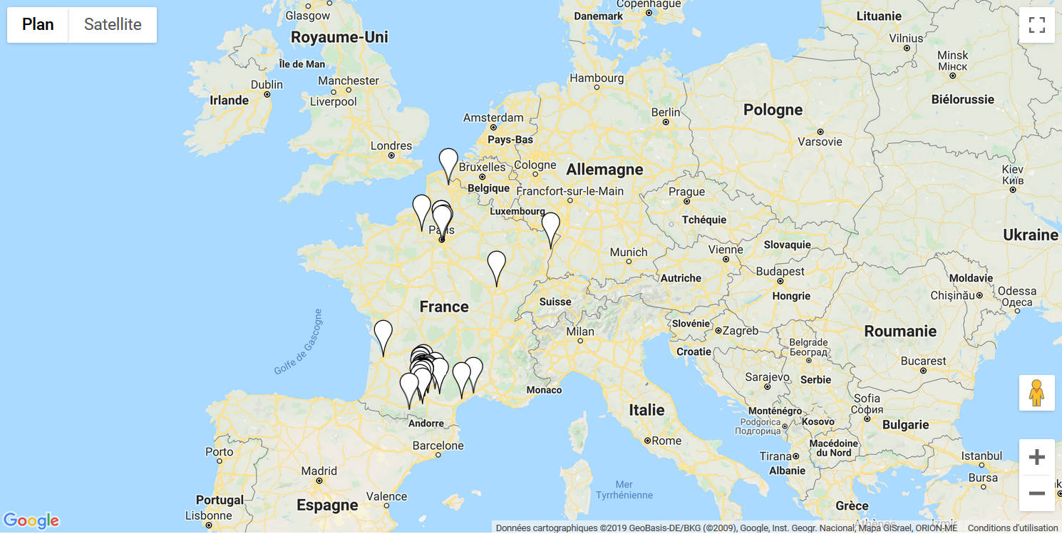 Carte de nos clients qui externalisent la paie